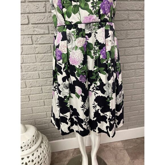 Talbots Oprah Collection Women Sleeveless Floral Print Pleat Fit Flare Dress 6P - Picture 3 of 10